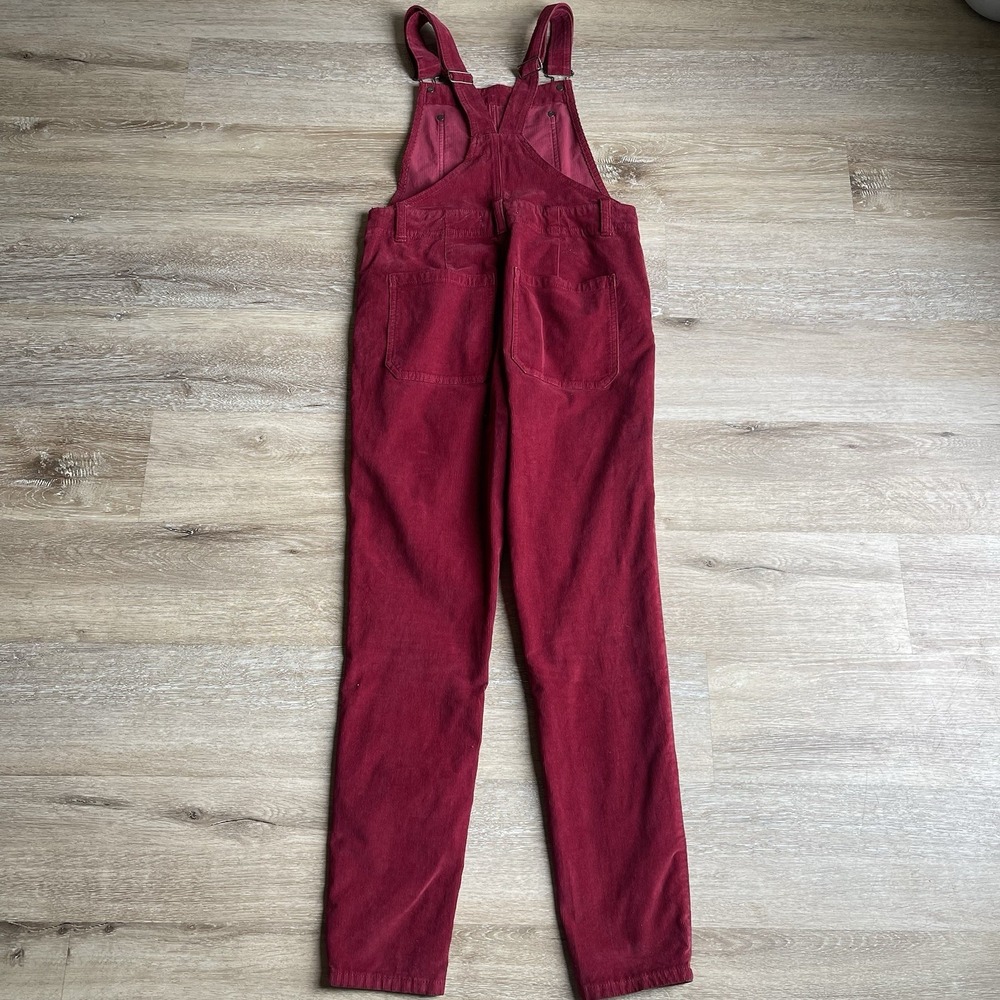 We The Free Corduroy Overalls Women Red Burgundy Boho Stretch Slim Leg Hippie - Picture 10 of 10
